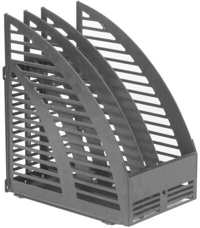 Лоток вертикальный для бумаг STAFF, 245х165х285 мм, 3 отделения, сетчатый, сборный, серый, 237294