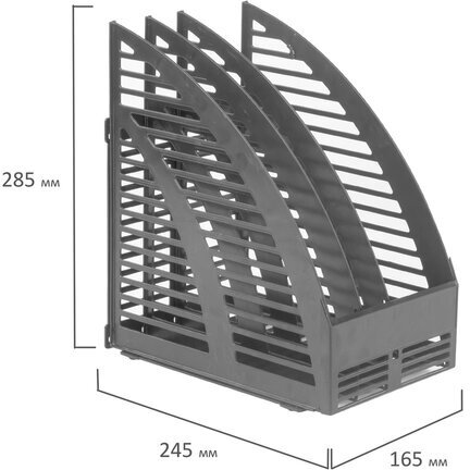 Лоток вертикальный для бумаг STAFF, 245х165х285 мм, 3 отделения, сетчатый, сборный, серый, 237294