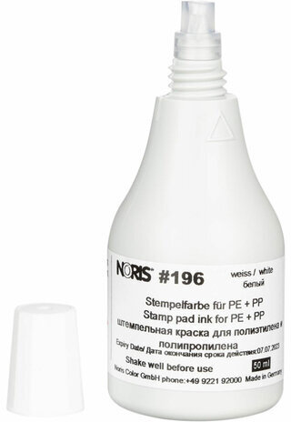 Краска штемпельная NORIS, белая, 50 мл, специальная для полиэтилена и полипропилена, 196Сб