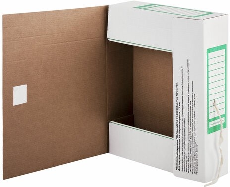 Папка архивная с завязками А4 (325х260 мм), 75 мм, до 700 листов, плотная, микрогофрокартон, ЗЕЛЕНАЯ, BRAUBERG, 124851