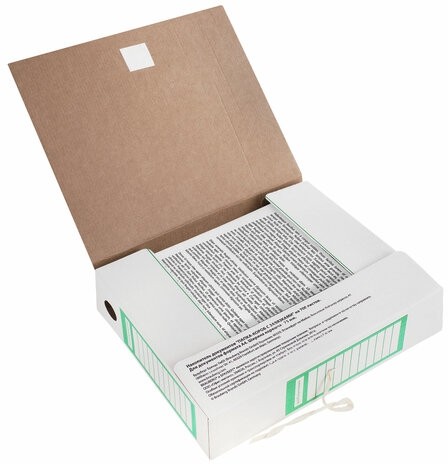 Папка архивная с завязками А4 (325х260 мм), 75 мм, до 700 листов, плотная, микрогофрокартон, ЗЕЛЕНАЯ, BRAUBERG, 124851