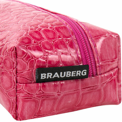 Пенал-косметичка BRAUBERG, "крокодиловая кожа", 20х6х4 см, "Ultra pink", 270850