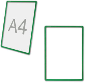 Рамка POS для ценников, рекламы и объявлений А4, зеленая, без защитного экрана, 290253