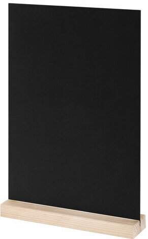 Табличка меловая настольная А4, вертикальная, на деревянной подставке, ПВХ, черная, BRAUBERG, 291298