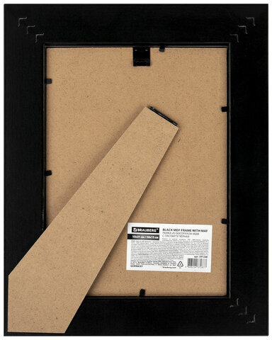 Рамка 15х21 см с паспарту 10х15 см небьющаяся, багет 40 мм, МДФ, BRAUBERG "Malcolm", черная, 391268