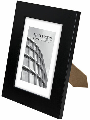 Рамка 15х21 см с паспарту 10х15 см небьющаяся, багет 40 мм, МДФ, BRAUBERG "Malcolm", черная, 391268