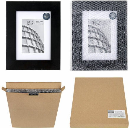 Рамка 15х21 см с паспарту 10х15 см небьющаяся, багет 40 мм, МДФ, BRAUBERG "Malcolm", черная, 391268