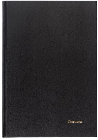 Книга учета 96 л., клетка, твердая, бумвинил, блок офсет, А4 (200х290 мм), BRAUBERG, черная, 130223