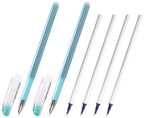 Ручки стираемые гелевые STAFF "College" EGP, НАБОР 2 штуки, СИНИЕ, + 4 сменных стержня, игольчатый узел 0,5 мм, линия письма 0,38 мм, 143668