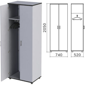 Шкаф для одежды &quot;Монолит&quot;, 740х520х2050 мм, цвет серый, ШМ50.11