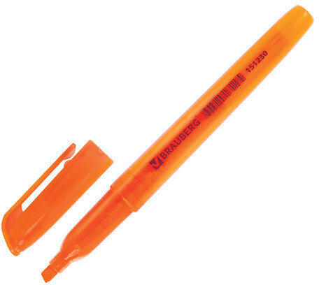 Текстовыделитель BRAUBERG "Vivid", ОРАНЖЕВЫЙ, круглый корпус, линия 1-3 мм, 151230