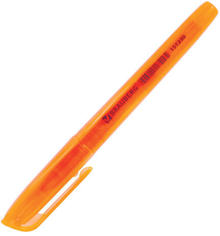 Текстовыделитель BRAUBERG "Vivid", ОРАНЖЕВЫЙ, круглый корпус, линия 1-3 мм, 151230