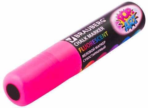 Маркер меловой "POP-ART" РОЗОВЫЙ, 15 мм, стираемый, для гладких поверхностей, BRAUBERG, 151540