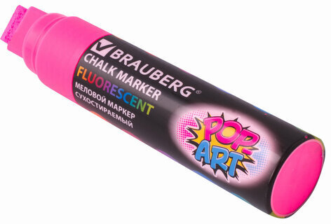 Маркер меловой "POP-ART" РОЗОВЫЙ, 15 мм, стираемый, для гладких поверхностей, BRAUBERG, 151540