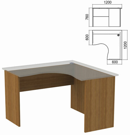 Стол компактный ЧАСТЬ 2 "Арго", 1200х1200х760 мм, правый, орех, А-203.60