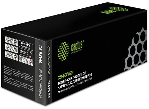 Тонер CACTUS (CS-EXV50) для Canon IR 1435/1435i/1435iF/1435P, черный, ресурс 17600 страниц