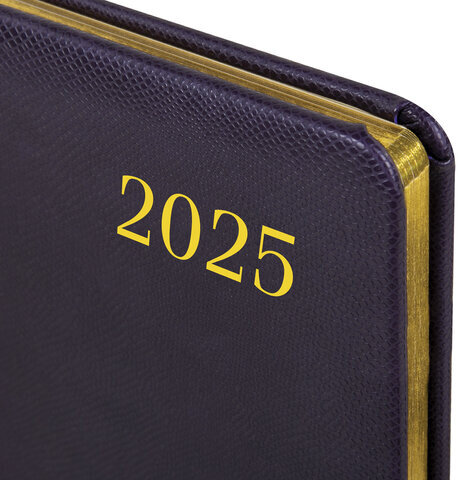 Еженедельник датированный 2025, А5, 145х215 мм, BRAUBERG "Iguana", под кожу, темно-фиолетовый, 115962