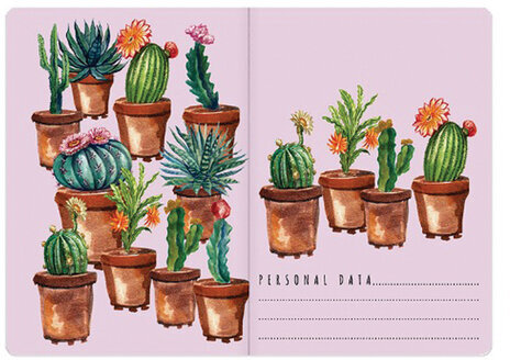 Тетрадь ЕВРО А5 40 л. BRUNO VISCONTI сшивка, клетка, Soft Touch, бежевая бумага 70 г/м2, "КАКТУСЫ", 7-40-001/27