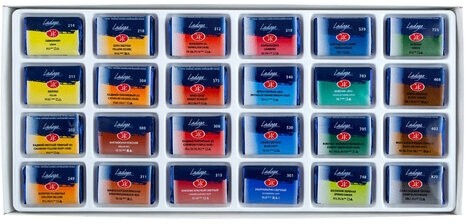 Краски акварельные художественные "Ладога", 24 цвета, кювета 2,5 мл, картонная коробка, 2041026