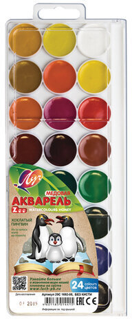 Краски акварельные ЛУЧ &quot;Zoo&quot;, 24 цветов, медовые, без кисти, пластиковая коробка, 29С 1692-08