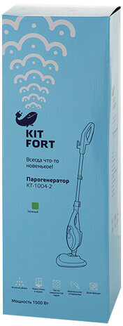Паровая швабра KITFORT KT-1004-2, 1500 Вт, 1 бар, объем 0,35 л, зеленая