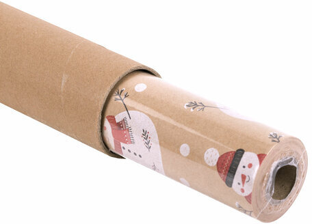 Бумага упаковочная подарочная крафт BIG SIZE новогодняя "Snowman", 0,7х10 м, ЗОЛОТАЯ СКАЗКА, 591948