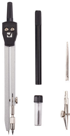 Готовальня BRAUBERG "Architect", 5 предметов: циркуль 135 мм, 2 вставки, держатель, грифель, 210658