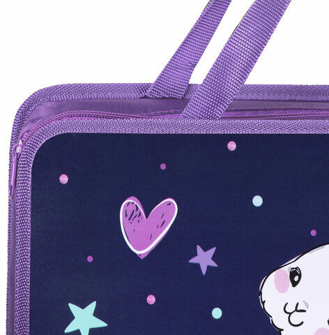 Папка на молнии с ручками ЮНЛАНДИЯ А4, 1 отделение, пластик, ширина 80 мм, "Fluffy Tail", 271459