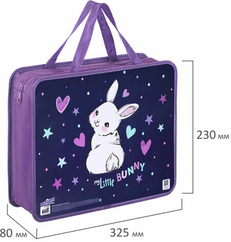 Папка на молнии с ручками ЮНЛАНДИЯ А4, 1 отделение, пластик, ширина 80 мм, "Fluffy Tail", 271459