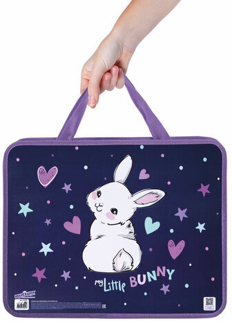 Папка на молнии с ручками ЮНЛАНДИЯ А4, 1 отделение, пластик, ширина 80 мм, "Fluffy Tail", 271459