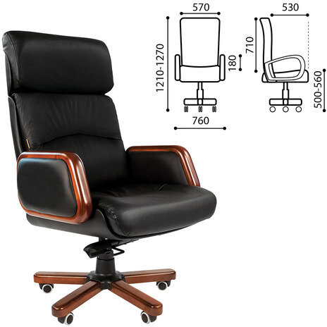 Кресло из натуральной кожи "Президент", СН 417, черное, 6082581