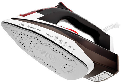 Утюг BRAYER BR4005, 2400 Вт, керамическое покрытие, самоочистка, антикапля, антинакипь, автоотключение, коричневый