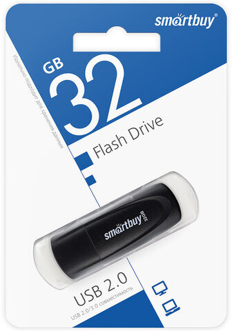 Флеш-диск 32 GB SMARTBUY Scout USB 2.0, черный, SB032GB2SCK