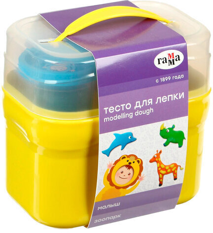 Пластилин на растительной основе (тесто для лепки) ГАММА "Малыш. Зоопарк", 4 цвета, 240 г, 5 формочек, 509198