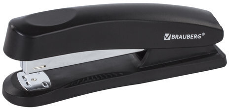 Степлер №24/6, 26/6 BRAUBERG "Standard+", до 30 листов, полнозагрузочный,черный, 228606