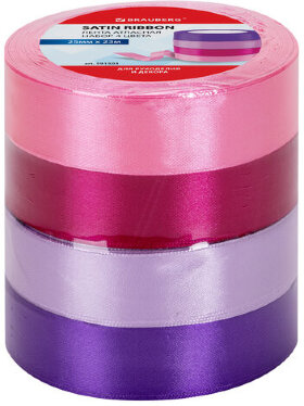 Лента атласная ширина 25 мм, набор №3 4 цвета по 23 м, BRAUBERG, 591503