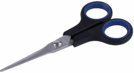 Ножницы BRAUBERG "Soft Grip", 140 мм, черно-синие, резиновые вставки, 3-х сторонняя заточка, 230760