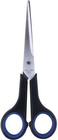 Ножницы BRAUBERG "Soft Grip", 140 мм, черно-синие, резиновые вставки, 3-х сторонняя заточка, 230760