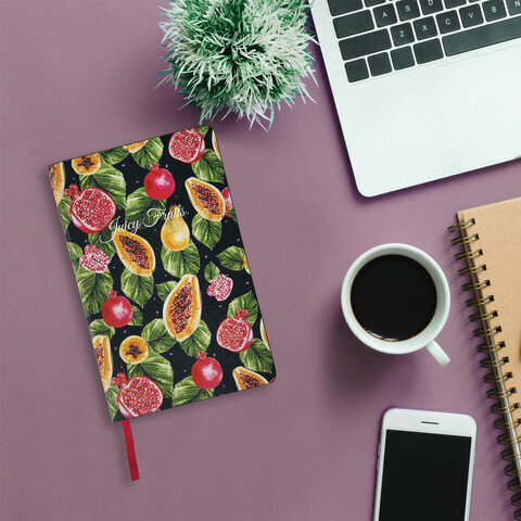 Ежедневник недатированный А5 (138х213 мм), BRAUBERG VISTA, под кожу, гибкий, 136 л., "Fruit story", 112024