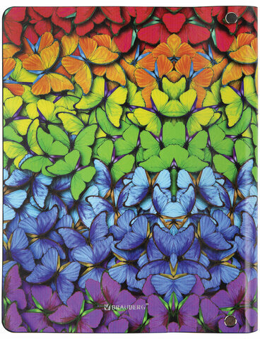 Тетрадь на кольцах А5 (180х220 мм), 80 л., под кожу, BRAUBERG VISTA, "Butterflies", 112128