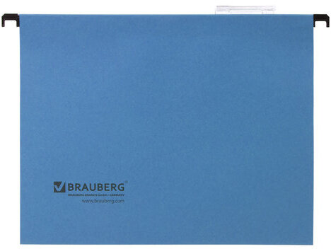 Подвесные папки А4 (350х245 мм), до 80 листов, КОМПЛЕКТ 10 шт., синие, картон, BRAUBERG (Италия), 231789