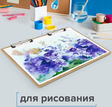 Доска-планшет БОЛЬШОГО ФОРМАТА (440х320 мм), А3, BRAUBERG "Eco" с двумя прижимами, МДФ, 3 мм, 232227