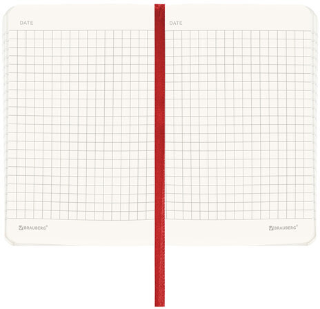 Блокнот МАЛЫЙ ФОРМАТ (91х140 мм) А6, BRAUBERG ULTRA, под кожу, 80 г/м2, 96 л., клетка, красный, 113025