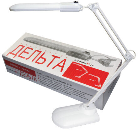 Настольная лампа светильник Дельта + на подставке, ЛЮМИНЕСЦЕНТНАЯ, цоколь 2G7, 11 Вт, белый