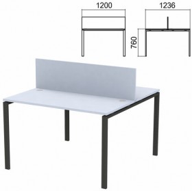 Стол письменный 2-МЕСТНЫЙ на металлокаркасе &quot;Арго&quot;, 1200х1236х760 мм, серый (КОМПЛЕКТ)