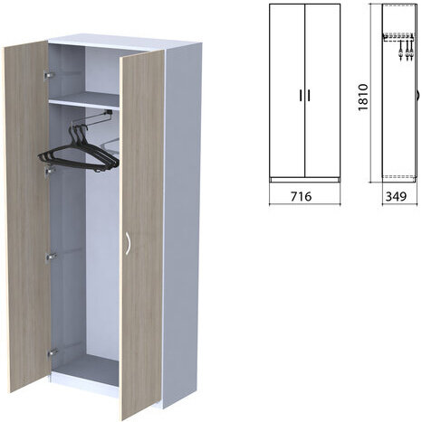 Шкаф для одежды "Бюджет", 716х349х1810 мм, дуб сонома (КОМПЛЕКТ)