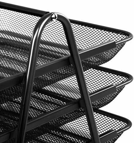 Лоток горизонтальный для бумаг BRAUBERG "Germainum", 5 секций, 370х355х295 мм, металл, черный, 237971