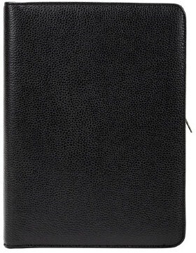 Папка из натуральной кожи на молнии, 340х250х30 мм, черная, 8-011