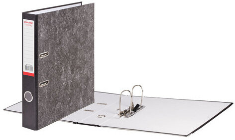 Папка-регистратор ОФИСМАГ, фактура стандарт, с мраморным покрытием, 50 мм, черный корешок, 222096