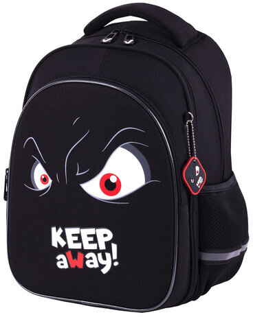 Рюкзак BRAUBERG OPTIMA, 2 отделения, с брелоком, "Keep away", СВЕТЯЩИЙСЯ, 36х27х18 см, 271361